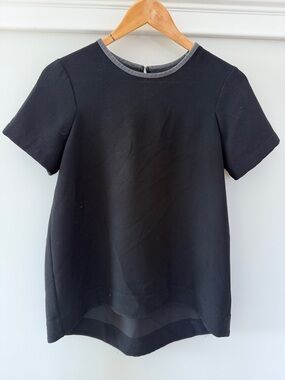 Madewell Black Top with Faux-Leather Trim